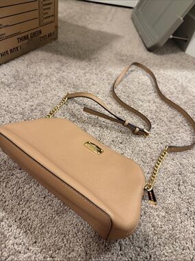 Michael Kors Beige Leather Crossbody with Gold Hardware